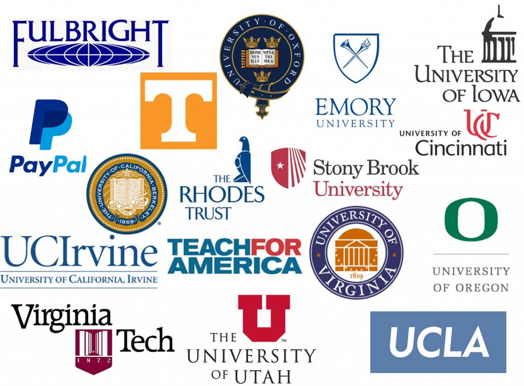 Just a few of the graduate institutions, companies, and scholarships our past REU and SRE students have mentioned so far.